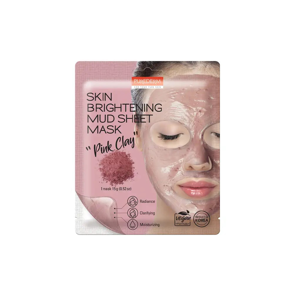 Skin brightening mud sheet mask “pink clay”